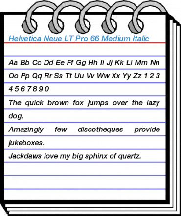 Helvetica Neue LT Pro 66 Medium Italic Font