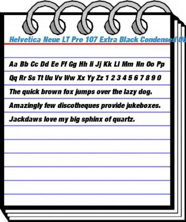 Helvetica Neue LT Pro 107 Extra Black Condensed Oblique Font