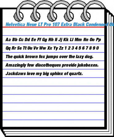 Helvetica Neue LT Pro 107 Extra Black Condensed Oblique Font