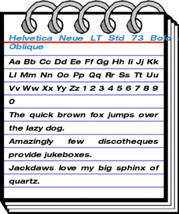 Helvetica Neue LT Std 73 Bold Extended Oblique Font
