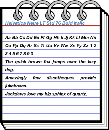 Helvetica Neue LT Std 76 Bold Italic Font