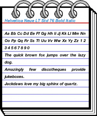 Helvetica Neue LT Std 76 Bold Italic Font