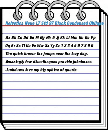 Helvetica Neue LT Std 97 Black Condensed Oblique Font