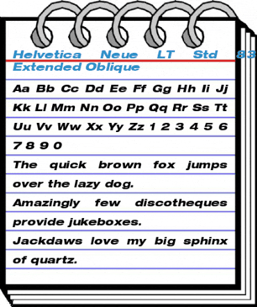 Helvetica Neue LT Std 83 Heavy Extended Oblique Font