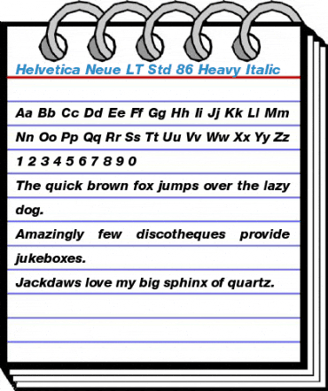 Helvetica Neue LT Std 86 Heavy Italic Font