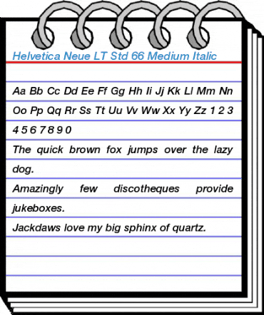 Helvetica Neue LT Std 66 Medium Italic Font