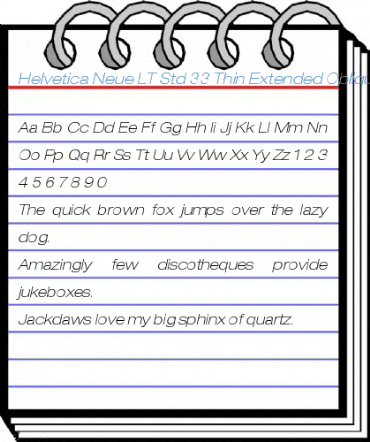 Helvetica Neue LT Std 33 Thin Extended Oblique Font