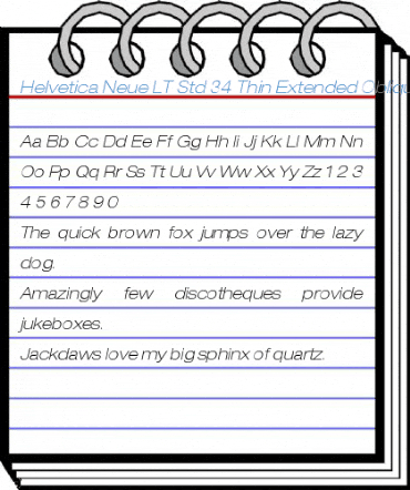 Helvetica Neue LT Std 34 Thin Extended Oblique Font