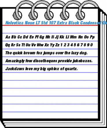 Helvetica Neue LT Std 107 Extra Black Condensed Oblique Font