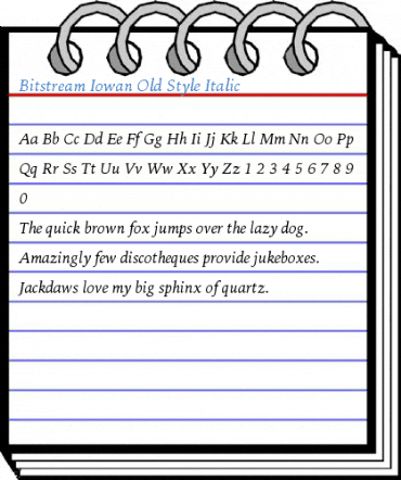 Bitstream Iowan Old Style Italic Font