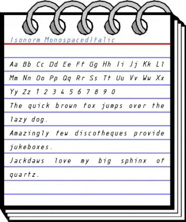 Isonorm MonospacedItalic Font