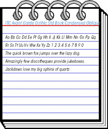 ITC Avant Garde Gothic Std Book Condensed Oblique Font