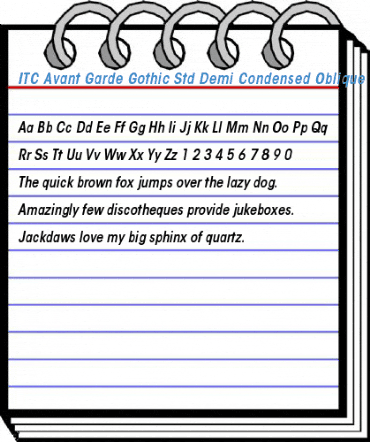ITC Avant Garde Gothic Std Demi Condensed Oblique Font