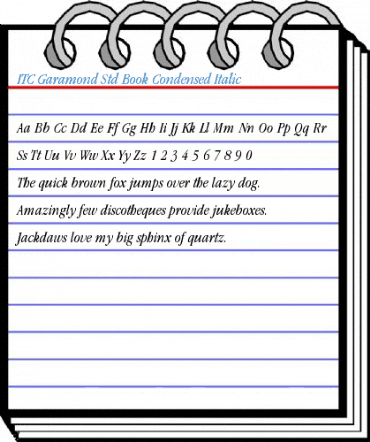 ITC Garamond Std Book Condensed Italic Font