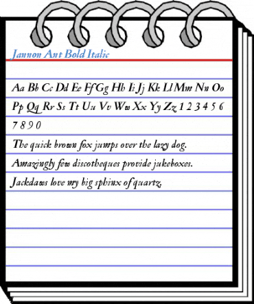 Jannon Ant Bold Italic Font