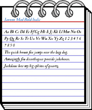 Jannon Med Bold Italic Font