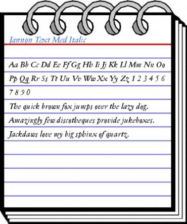 Jannon Text Med Italic Font