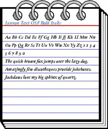 Jannon Text OSF Bold Italic Font