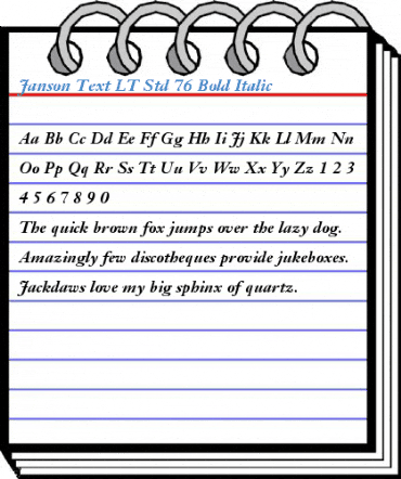 Janson Text LT Std 76 Bold Italic Font