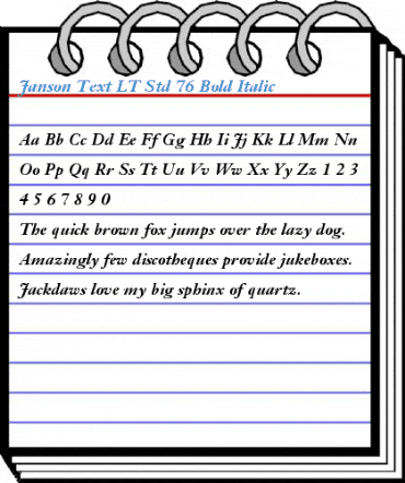 Janson Text LT Std 76 Bold Italic Font