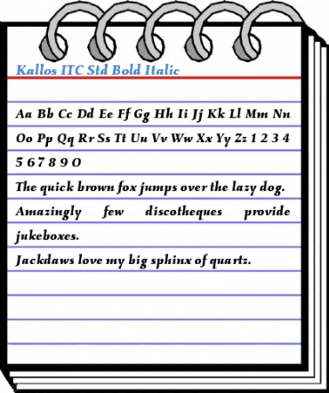 Kallos ITC Std Bold Italic Font
