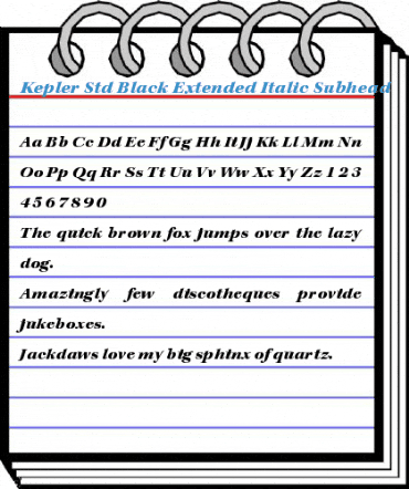 Kepler Std Black Extended Italic Subhead Font