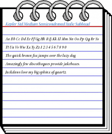Kepler Std Medium Semicondensed Italic Subhead Font