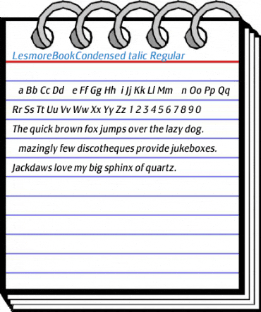 LesmoreBookCondensedItalic Regular Font