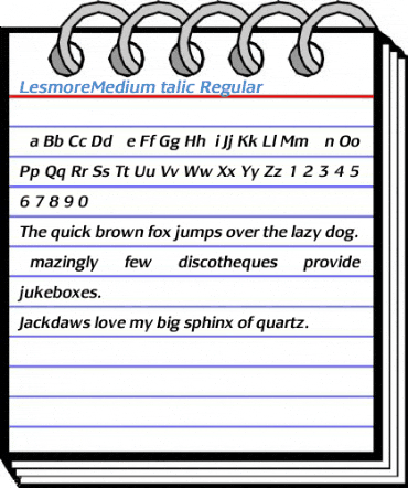 LesmoreMediumItalic Regular Font