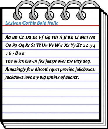 Lexicon Gothic Bold Italic Font