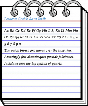 Lexicon Gothic Sans Italic Font