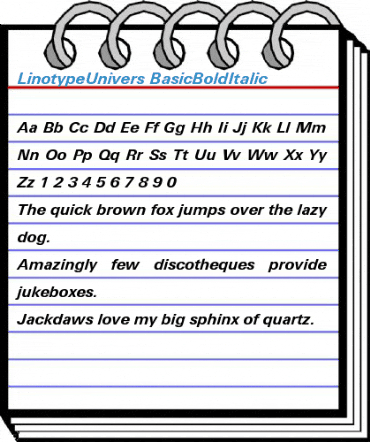 LinotypeUnivers BasicBoldItalic Font