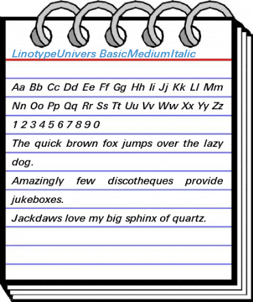 LinotypeUnivers BasicMediumItalic Font