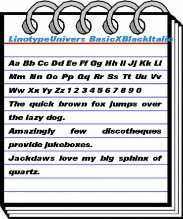 LinotypeUnivers BasicXBlackItalic Font