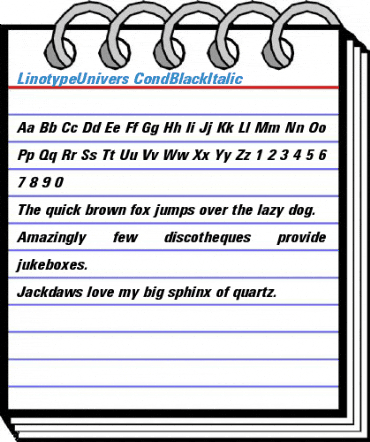 LinotypeUnivers CondBlackItalic Font