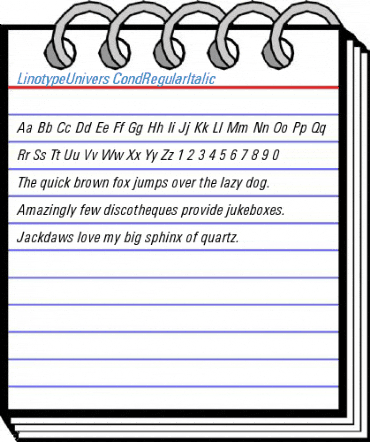 LinotypeUnivers CondRegularItalic Font