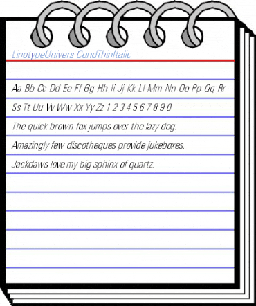 LinotypeUnivers CondThinItalic Font