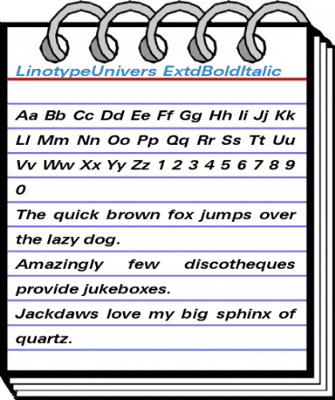 LinotypeUnivers ExtdBoldItalic Font