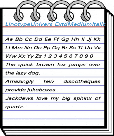 LinotypeUnivers ExtdMediumItalic Font