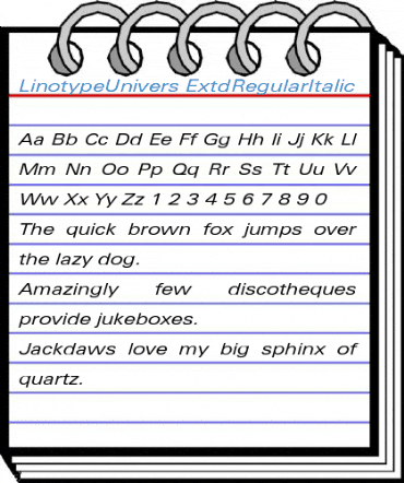 LinotypeUnivers ExtdRegularItalic Font