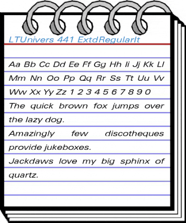 LTUnivers 441 ExtdRegularIt Font