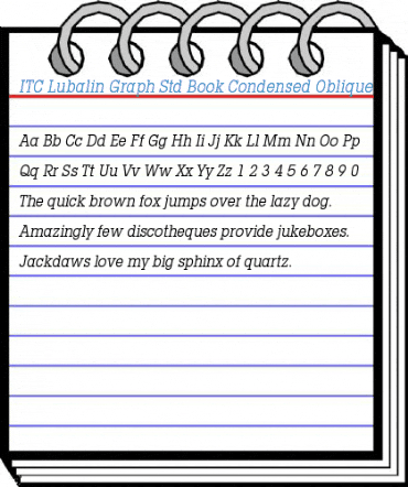 ITC Lubalin Graph Std Book Condensed Oblique Font