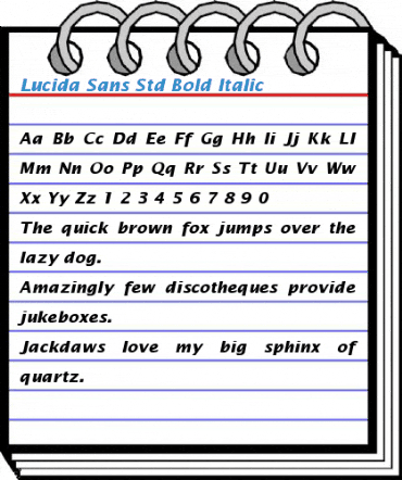 Lucida Sans Std Bold Italic Font