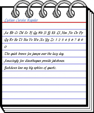 Lydian Cursive Regular Font