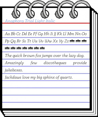 Anaphora Trial Light Italic Font