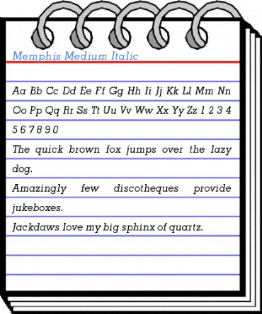 Memphis Medium Italic Font