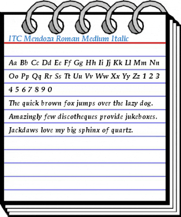ITC Mendoza Roman Medium Italic Font