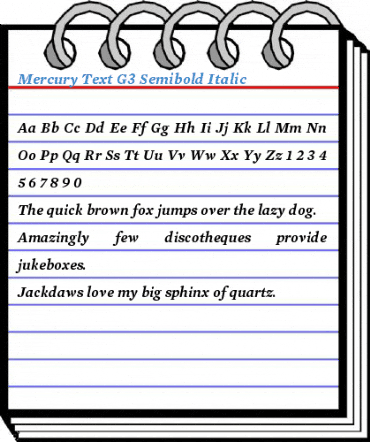 Mercury Text G3 Semibold Italic Font
