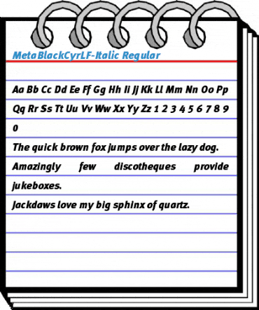 MetaBlackCyrLF-Italic Regular Font