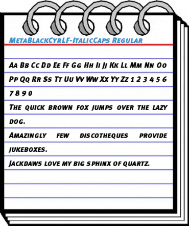 MetaBlackCyrLF-ItalicCaps Regular Font